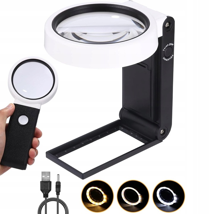 Lupa de citit 10x 25x cu iluminare, pliabila, set