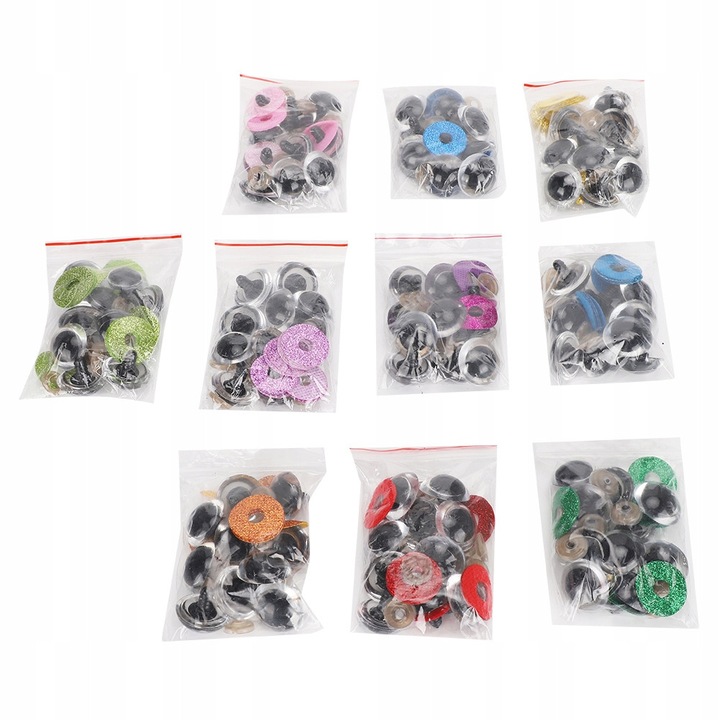 Ochi de siguranta pentru jucarii, 100 bucati, 10 culori, 16mm