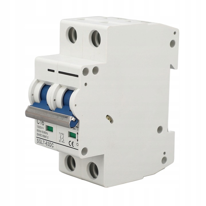 Intrerupator miniatura DC SGL7 63, 16A, 1000V, protectie la suprasarcina, montare pe sina DIN