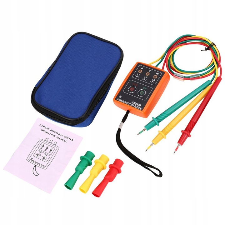 Трифазен AC измервател SM852B, 60V~600V, тестване на отворена фаза и ротация, 1м, 2000V