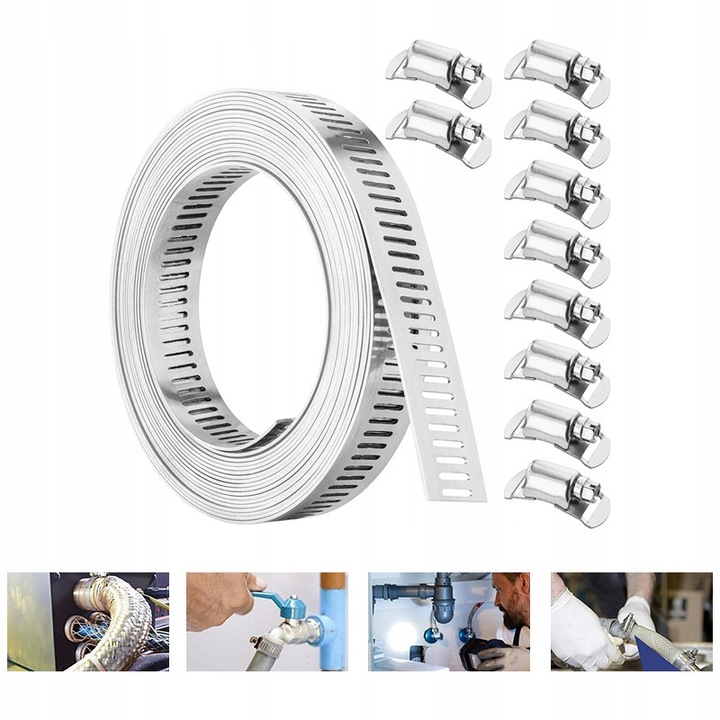 Set 10 mufe irigare, tasara inoxidabila, 3.5m, 12.7mm