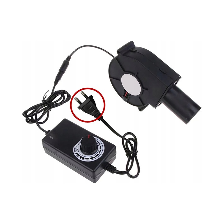 Fúvó ventilátor turbina 12V 15W, fekete, 1 ventilátoros készlet