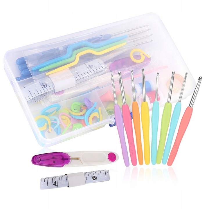 Set de crosete cu maner ergonomic, 0,6-6,5mm, 53 piese, multicolor