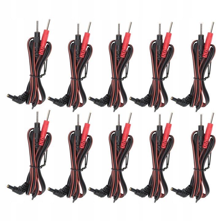 Set 10 cabluri electrozi pentru electrostimulator TENS, 2,35 mm, 1,2 m, PVC