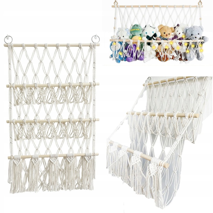 Organizator pentru jucarii, 88x52cm, 3 Niveluri, Ecru