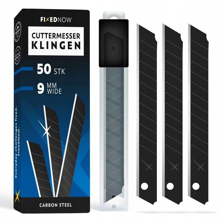 Set 50 x Lame 9 mm din otel carbon japonez, pentru cutite de taiat
