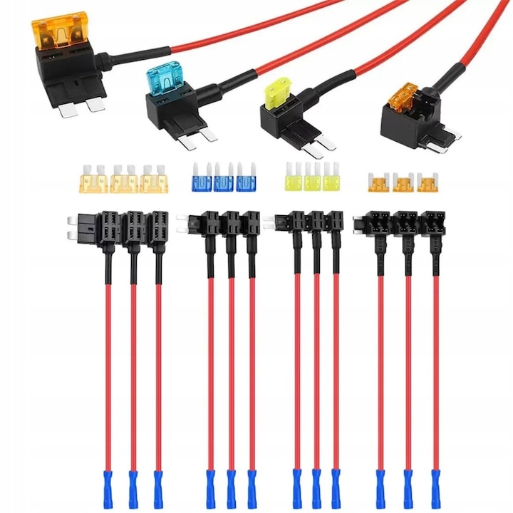 Set 12 adaptoare bypass pentru sigurante auto, standard, mini, micro2, profil redus, ATO, ATC, ATM, APM