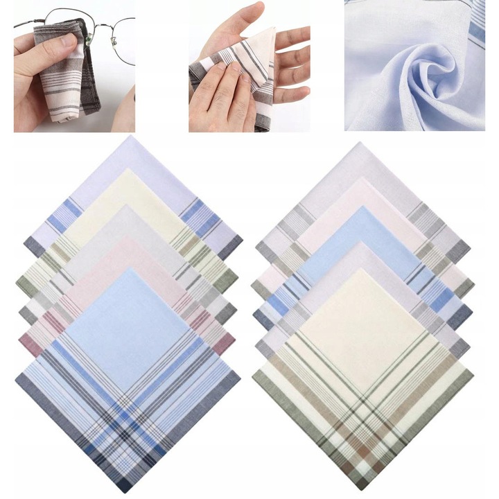 Set 10 batiste barbati bumbac, clasice, multicolor