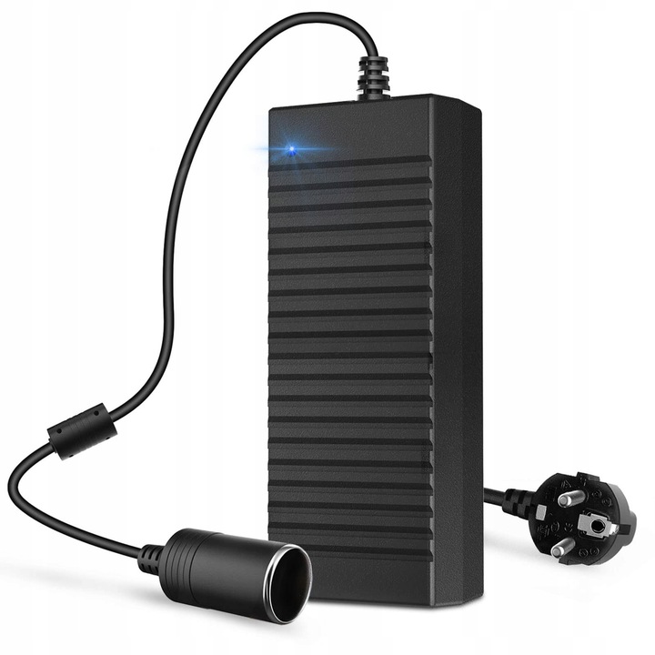 Adaptor 230V la 12V, set cu cablu de alimentare, pentru dispozitive auto, 120W, 5,5mm, 165x65x38mm