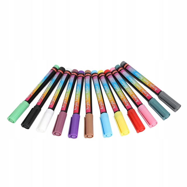 Set 12 Markere pentru Zdobirea Unghiilor, Multicolor, Usor de Folosit