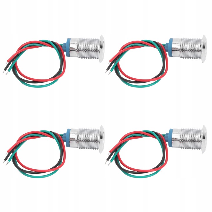 4 db dióda LED 12mm 12-24V Piros Zöld készlet, IP67, IK10