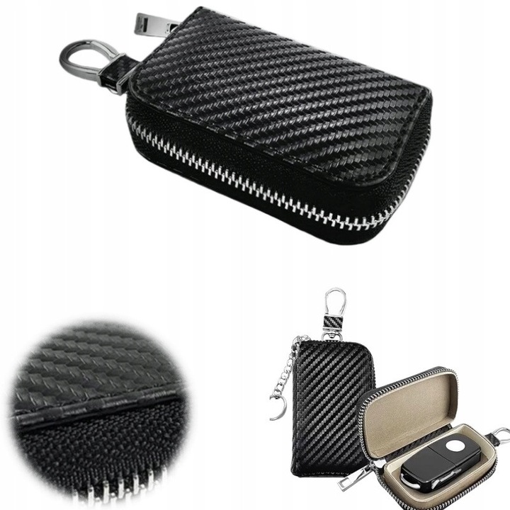 Etui pentru cheie auto Maxgear, blocare semnal, carbon, 10x5cm