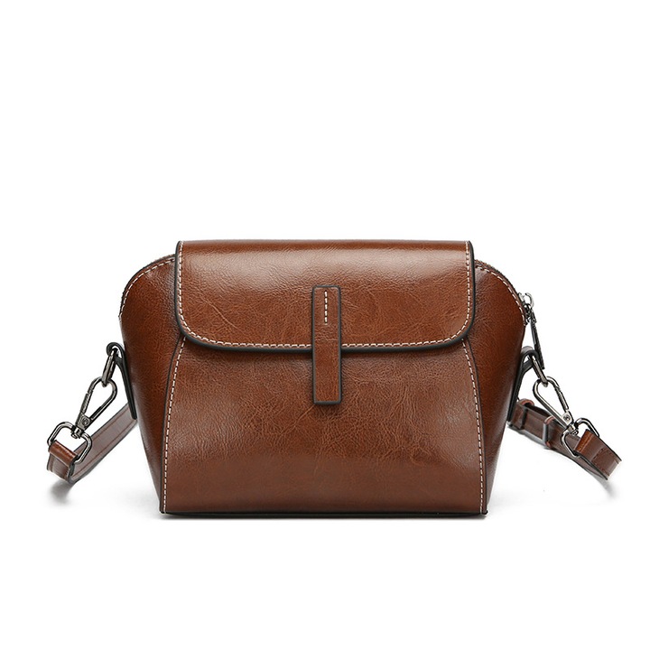 Geanta dama din piele vintage, design in forma de scoica, capacitate mare