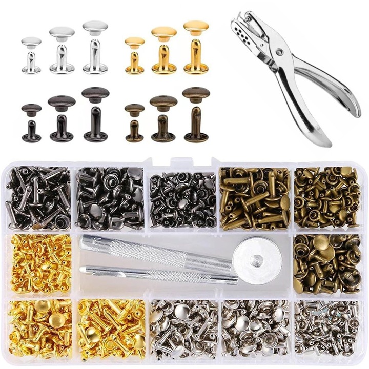 Set 180 buc. nituri din alama, 6/8/12mm, multicolor