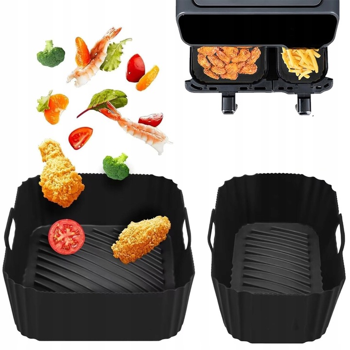 Set accesorii pentru friteuza Philips, forme din silicon 6L si 3L, rezistente la temperaturi de pana la 240C, reutilizabile