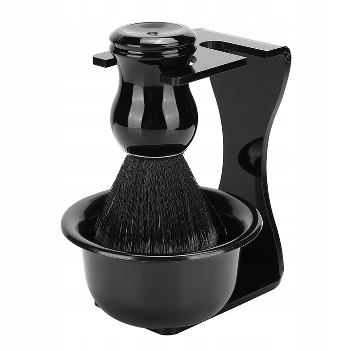 Set de ingrijire a barbii, suport, perie si bol, accesorii pentru barbati, 3 piese
