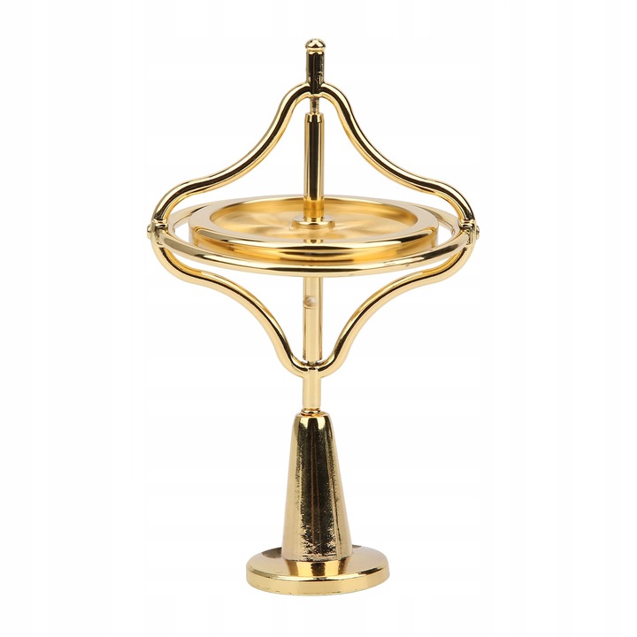 Zyroscop metalic, set cu baza, sfoara si ulei, 12,5x7x7cm, pentru copii peste 3 ani