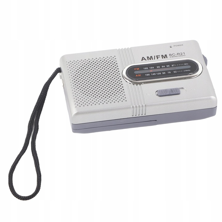 Radio portabil AM/FM cu difuzor incorporat, argintiu, 9.5x5.8x2cm, set 1 buc.