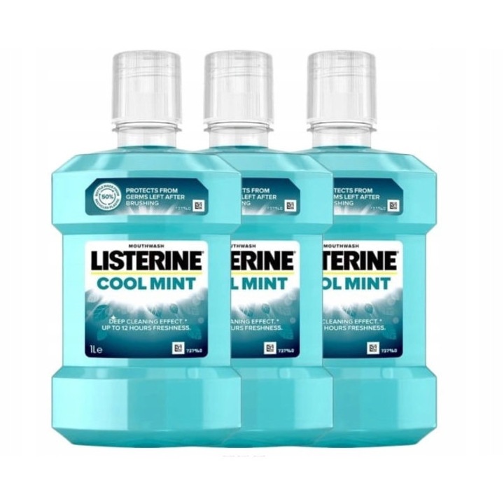 Apa de gura Listerine Cool Mint 3x500ml set, 24 ore protectie