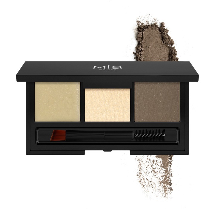 Mini paleta pentru umplerea, definirea si fixarea sprancenelor Mia Makeup, Set & Define Eyebrow Palette Taupe