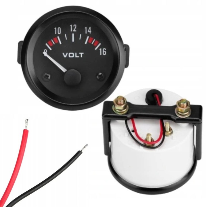 Woltometru auto 12V, 52mm, 8-16V, negru, set complet