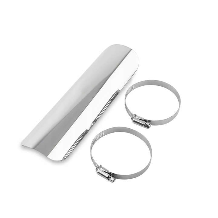 Scut termic universal pentru motocicleta, 228x64mm, 2 cleme, argintiu