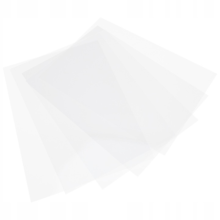 Set 12 foi termokurcibile albe, 29x20cm, grosime 0,3mm, o parte mata, o parte lucioasa