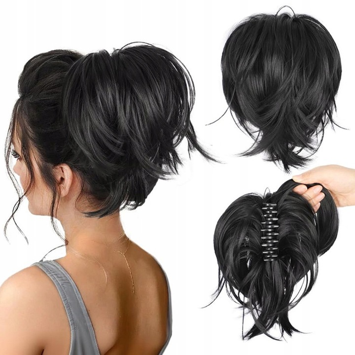 Coc extensibil NCDSHAIR, par sintetic, 25cm, negru