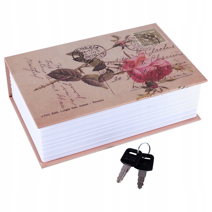Seif ascuns tip carte, metal, 18x11.5x5.5cm, cu 2 chei