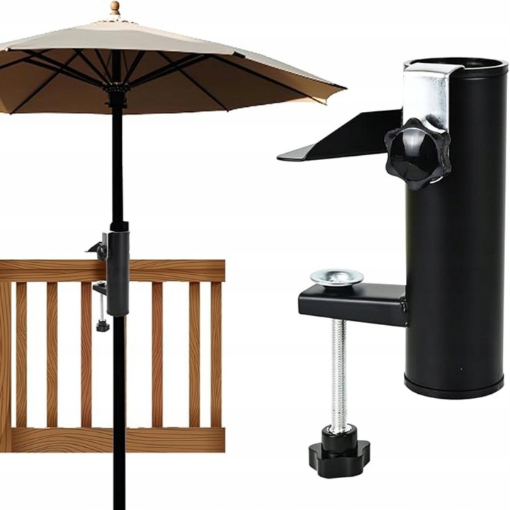Suport umbrele balcon, prindere balustrada, metal, 1.5 inch, 6 cm, usor de instalat