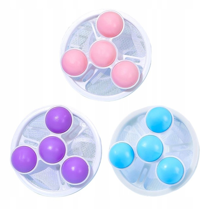 Set 3 filtre pentru prinderea parului, albastru, roz, violet, 17x9.5cm