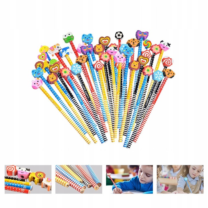 Set 48 creioane colorate cu guma pentru copii