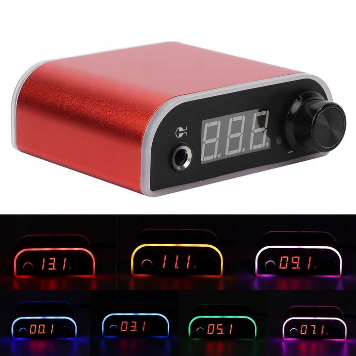 Зарядно устройство за машина за татуировки, 0-18V, 7 цвята, LCD, комплект със захранващ кабел