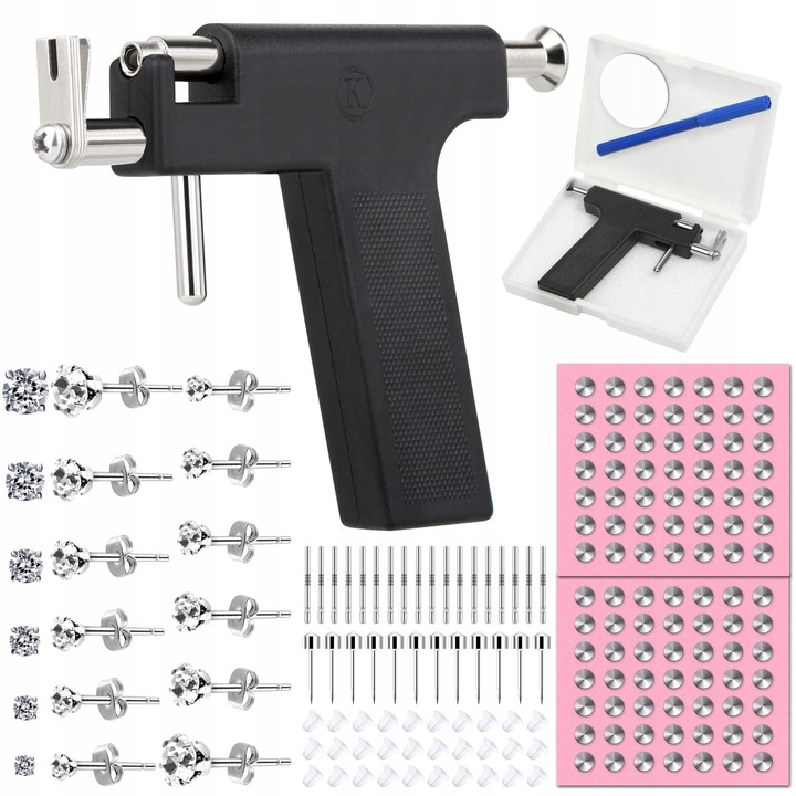 Pistol de perforat urechi, set cu cercei de 230 bucati