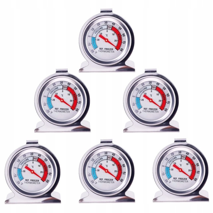 Set 6 Termometre pentru Frigider, Inoxidabil, 8x6x3,5cm, Precizie +/- 2C