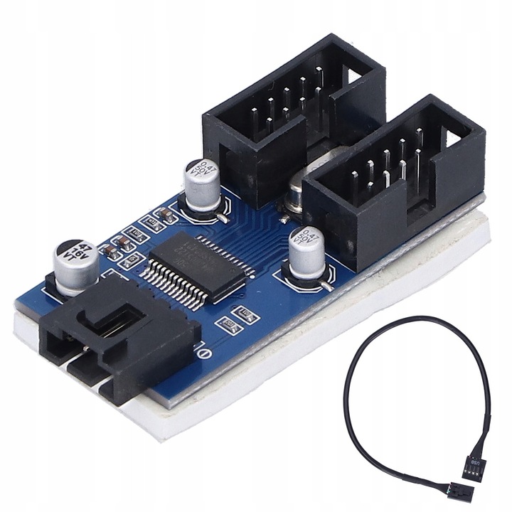 Hub intern 9-pin HC427D, 4 iesiri, alimentare SATA 5V/2A, 9,5x3x1cm