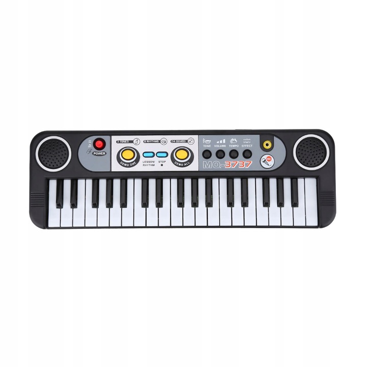 Pianino electric pentru copii, 37 clape, 24 demo, microfon inclus, alb-negru, 33,5x10,5x4cm
