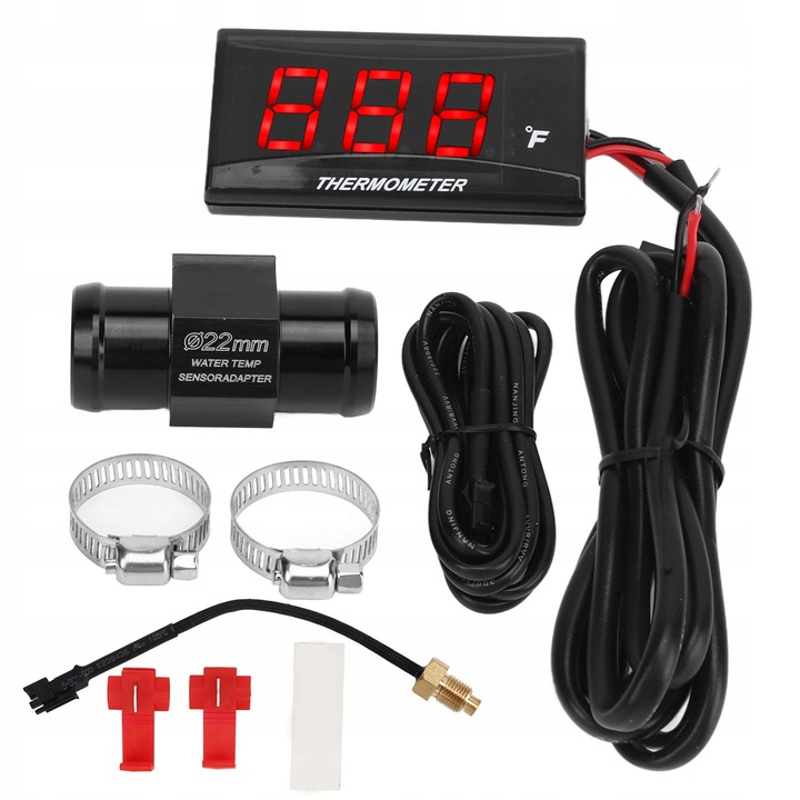 Indicator temperatura apa motocicleta, LCD, ABS, 32-248°C, set complet