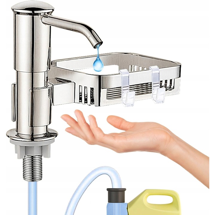 Szappanadagoló szivacstartóval, 1m, rozsdamentes acél, konyhába