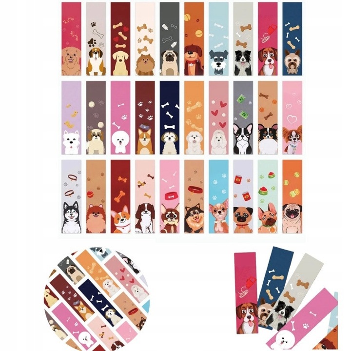 Semne de carte magnetice, 30 bucati, modele amuzante cu pisici, colorat, 6x2cm