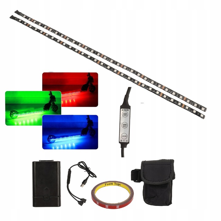 Banda LED colorata pentru hulajnogi, 50cm, set 2 bucati, accesorii electrice, rezistenta la apa