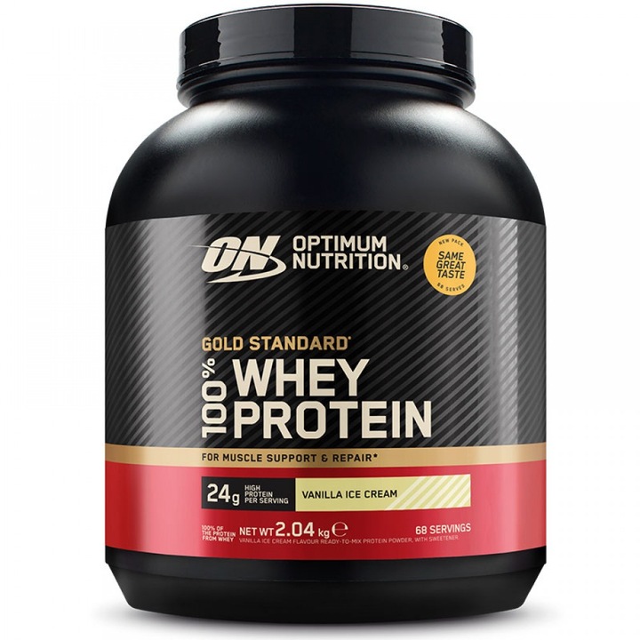 Суроватъчен протеин, протеин на прах Optimum Nutrition, ON 100% Whey Gold Standard, вкус ванилия, 2.040 кг