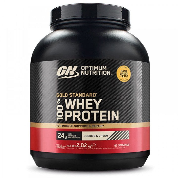 Суроватъчен протеин, протеин на прах Optimum Nutrition, ON 100% Whey Gold Standard, вкус бисквитки с крем, 2.040 кг