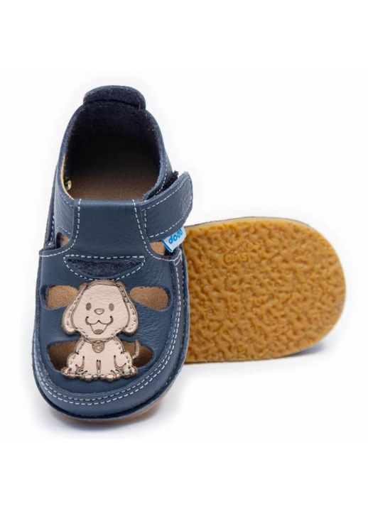 Детски боси сандали Dodo Shoes Ratusca, цвят Baby Blue от естествена кожа с гъвкава подметка за първи стъпки