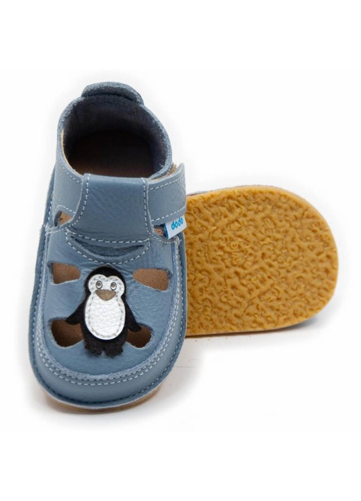 Детски обувки Dodo Shoes Врабче, естествена кожа, гъвкава подметка, сребристи, 20, Син