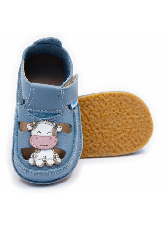 Детски обувки Dodo Shoes Turtle, естествена кожа жълти, гъвкава подметка, размер 23, Син