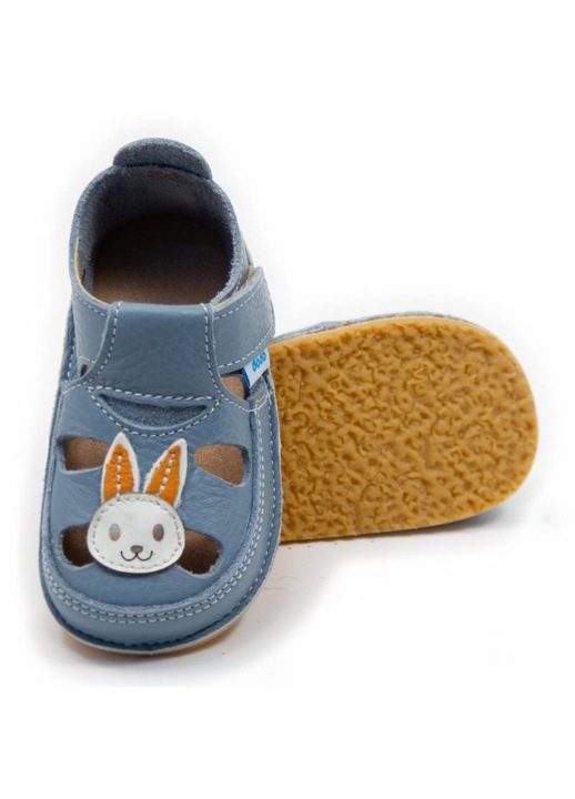Детски barefoot обувки Dodo Shoes Sun от естествена кожа с гъвкава подметка за здравословно ходене Размер 25, Син