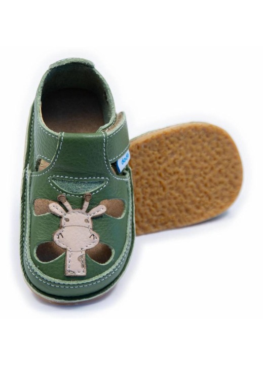 Детски обувки Dodo Shoes Starfish, естествена кожа, гъвкава подметка, бежови, 25, Зелен