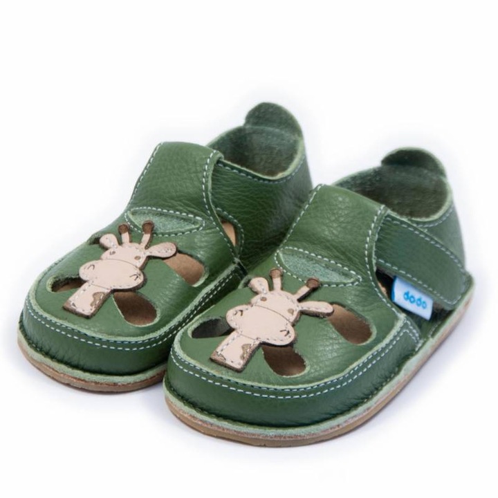 Детски обувки Dodo Shoes Starfish, естествена кожа, гъвкава подметка, бежови, 25, Зелен