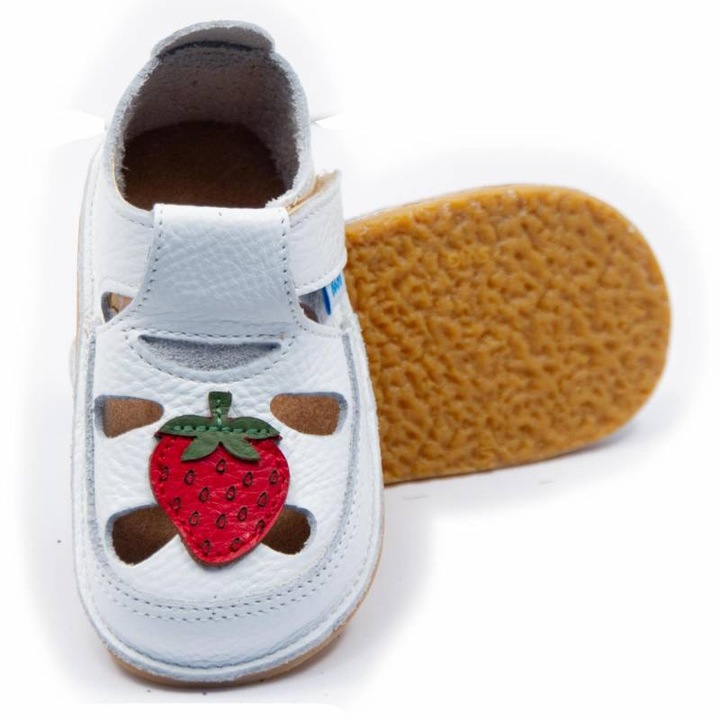 Детски обувки Dodo Shoes, кожа, гъвкава подметка, сиви, размер 20, Бял